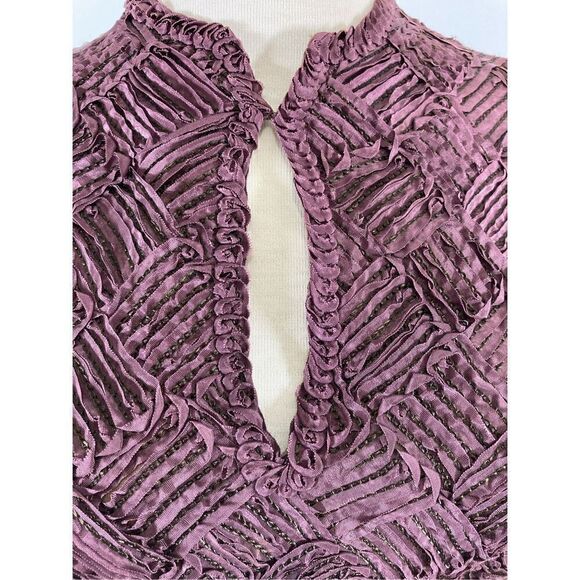 Ruth Chagnon L Maroon Dress Midi Belt Soutache 70s VTG Modest A-Line Cottagecore - Picture 8 of 12